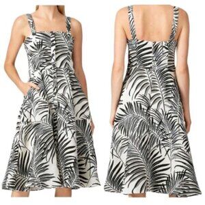 Hutch Aidy Palm Floral Textured Dress Sz 4 (Small) Womens Beige & Black Strappy